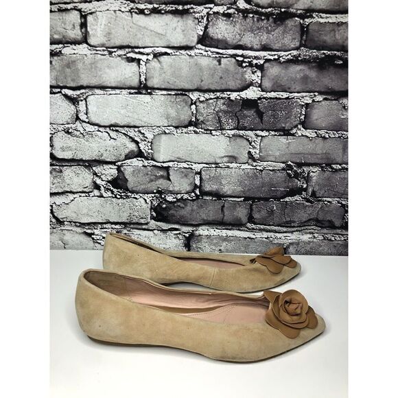 Taryn RoseFrida Beige Suede Rose Ballet Flats Shoes Sz Women’s Sz 8.5B US/38.5EU - Picture 3 of 16